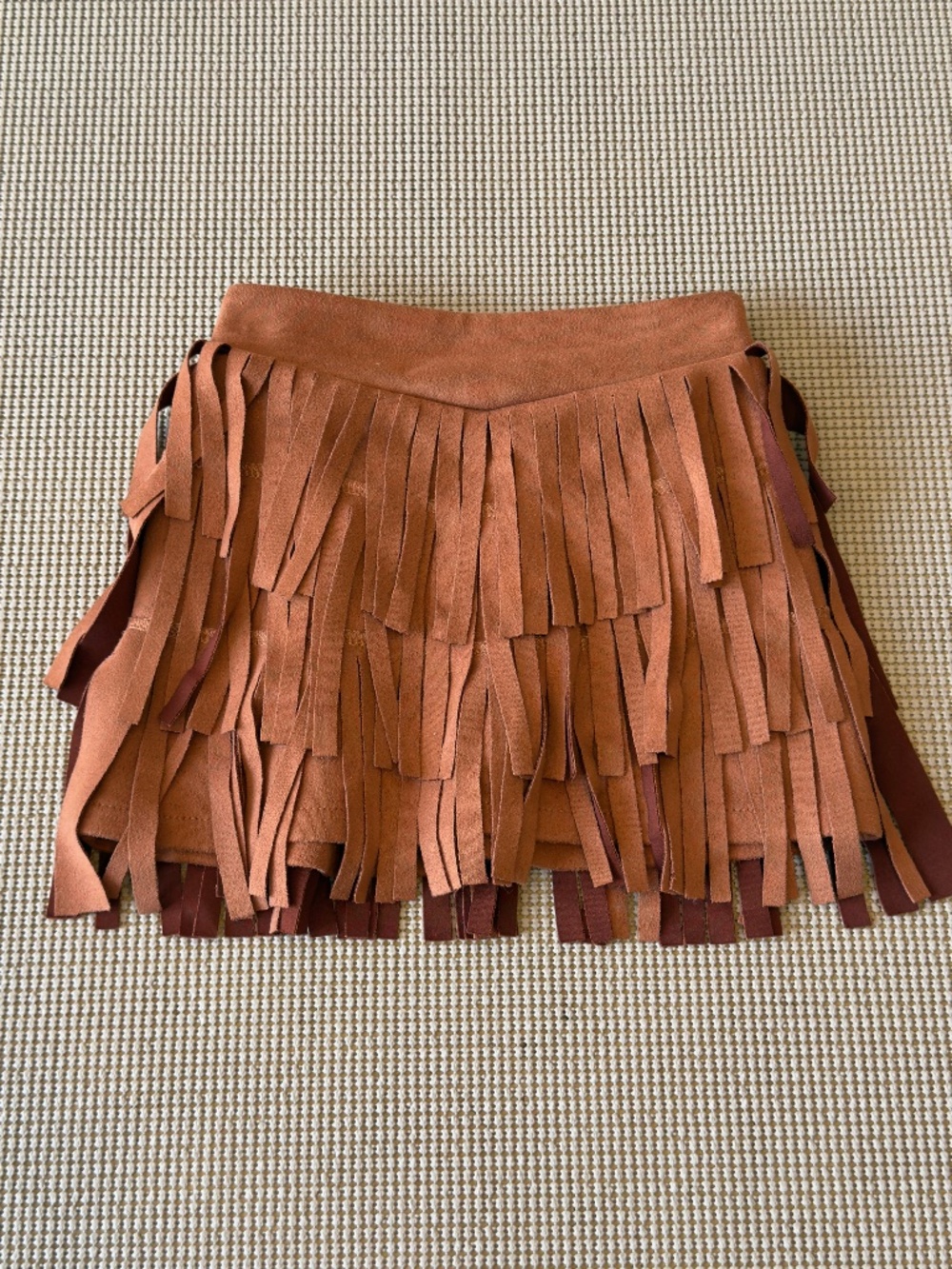 SHEA BABY rust brown colored suede layered fringe mini skirt girls size 4t